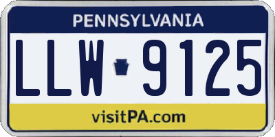 PA license plate LLW9125