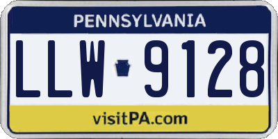 PA license plate LLW9128