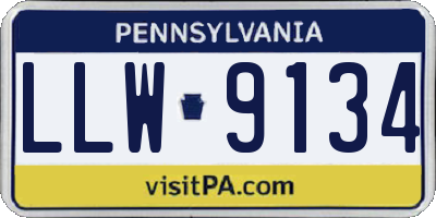 PA license plate LLW9134