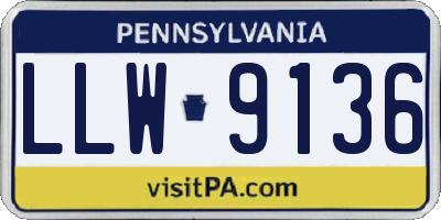 PA license plate LLW9136