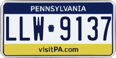 PA license plate LLW9137