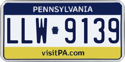 PA license plate LLW9139