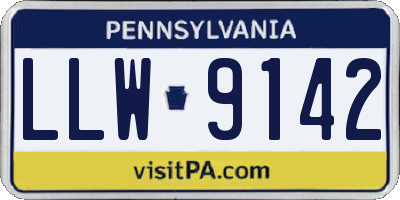 PA license plate LLW9142
