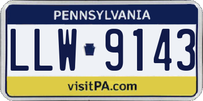 PA license plate LLW9143