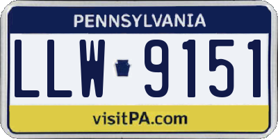 PA license plate LLW9151