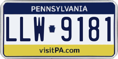 PA license plate LLW9181