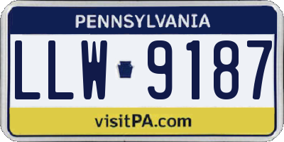 PA license plate LLW9187