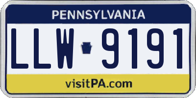 PA license plate LLW9191