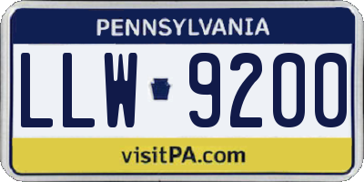 PA license plate LLW9200