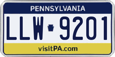 PA license plate LLW9201
