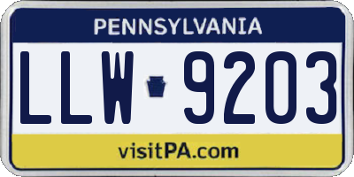 PA license plate LLW9203
