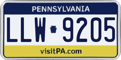 PA license plate LLW9205