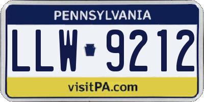 PA license plate LLW9212
