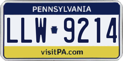PA license plate LLW9214