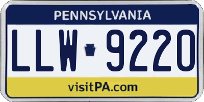 PA license plate LLW9220