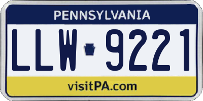 PA license plate LLW9221