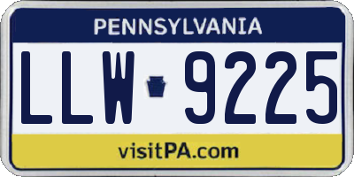 PA license plate LLW9225