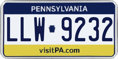 PA license plate LLW9232