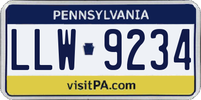 PA license plate LLW9234