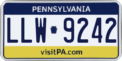 PA license plate LLW9242