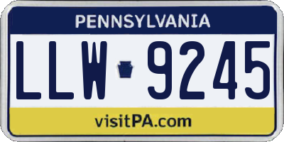 PA license plate LLW9245