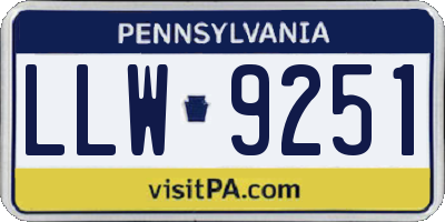PA license plate LLW9251