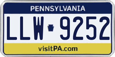 PA license plate LLW9252