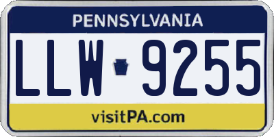 PA license plate LLW9255