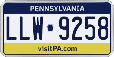 PA license plate LLW9258