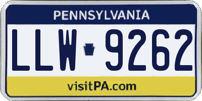PA license plate LLW9262