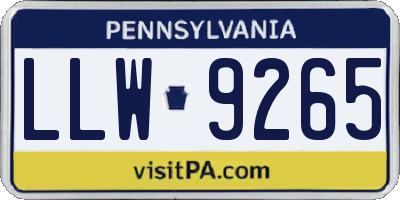 PA license plate LLW9265