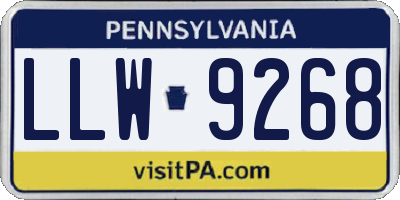 PA license plate LLW9268