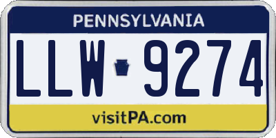 PA license plate LLW9274