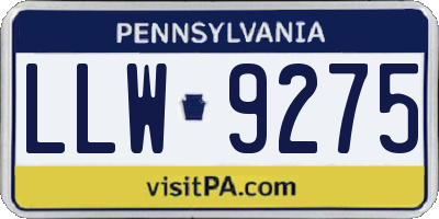 PA license plate LLW9275