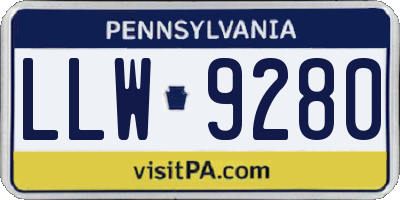 PA license plate LLW9280