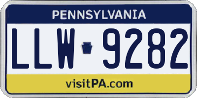 PA license plate LLW9282