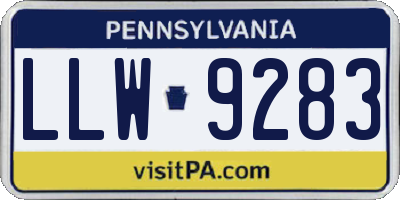 PA license plate LLW9283