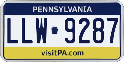 PA license plate LLW9287