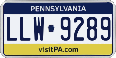 PA license plate LLW9289