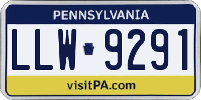 PA license plate LLW9291