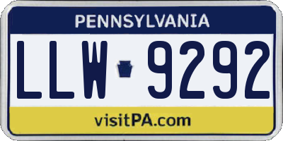 PA license plate LLW9292