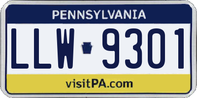 PA license plate LLW9301