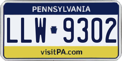 PA license plate LLW9302
