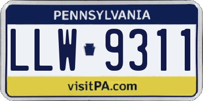 PA license plate LLW9311