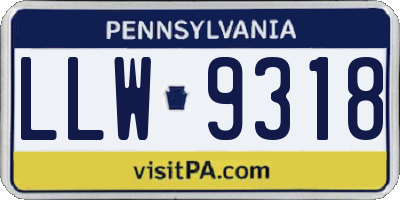 PA license plate LLW9318