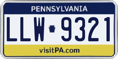 PA license plate LLW9321