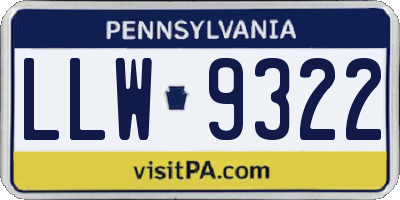 PA license plate LLW9322