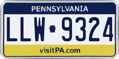 PA license plate LLW9324