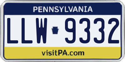 PA license plate LLW9332