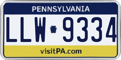 PA license plate LLW9334
